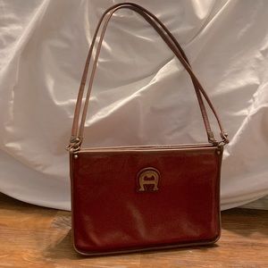 Vintage Etienne Aigner Red Leather Shoulder Handbag